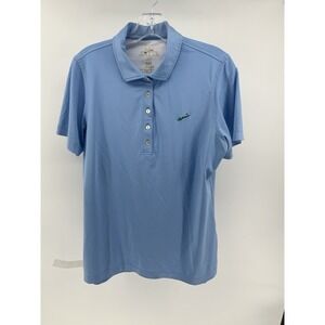 Peter Millar Women's Blue Short Sleeve Golf Polo Shirt Size L Stretch UPF